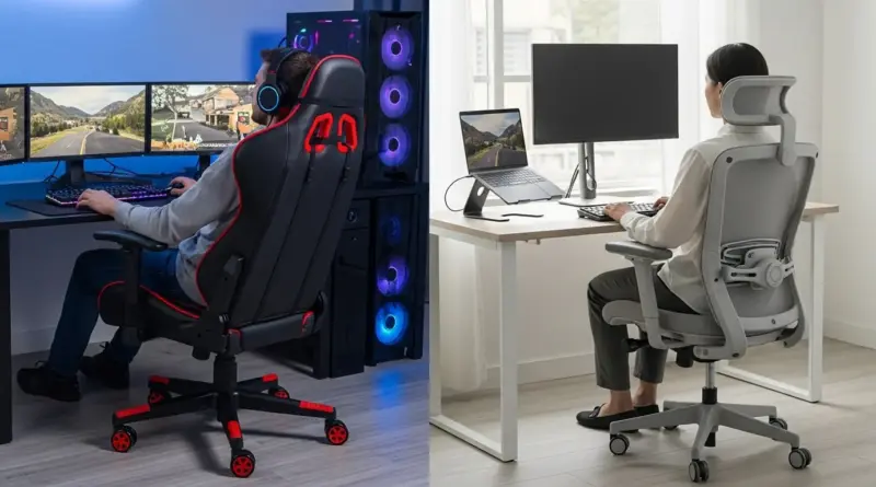 A cadeira gamer vs ergonômica é melhor para quem trabalha em casa